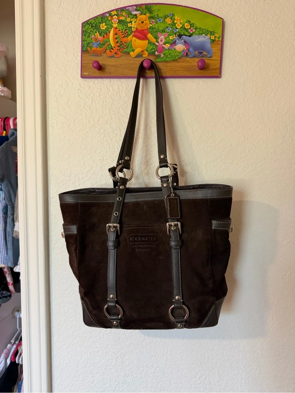 Coach Dark Brown Suede Leather Men's Messenger Tote